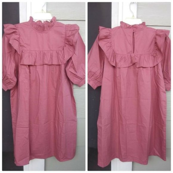 Cottagecore Mini Dress with Frill Detail in Pink - Picture 3 of 5